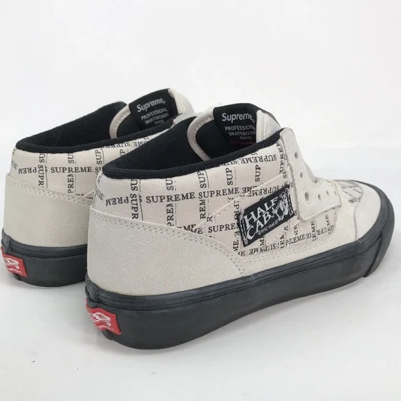 Vans x Supreme Half Cab Pro ‘92 Men’s Off White Black Skateboard Shoes - Size 8 - Picture 13 of 16